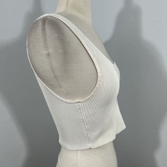 Aritzia Babaton Tank Top Womens M‎ Square Neck Off White Ribbed  Minimalist Y2K - Picture 4 of 7